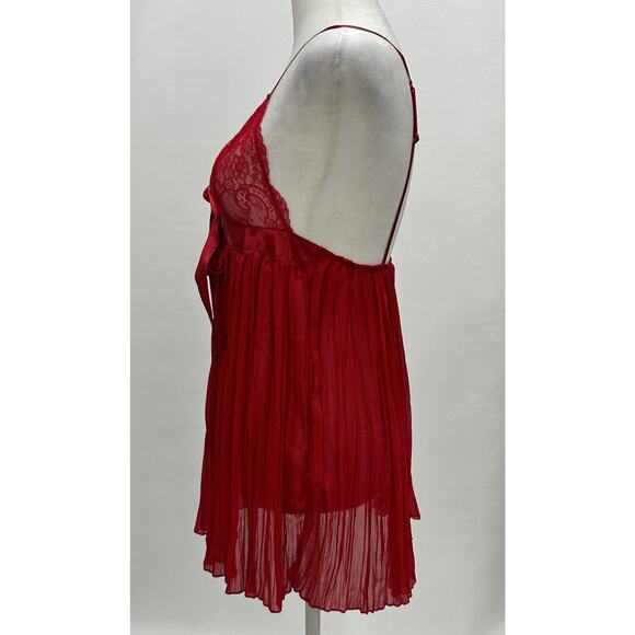 Victorias Secret Size Small Red Pleated Babydoll Lingerie Nightie Slip Bow NWT - Picture 5 of 10
